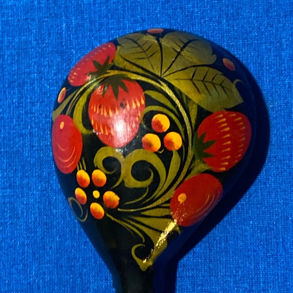 VNTG HANDMADE RUSSIAN WOODEN SPOON LADLE KHOKHLOMA STYLE - Picture 3 of 5